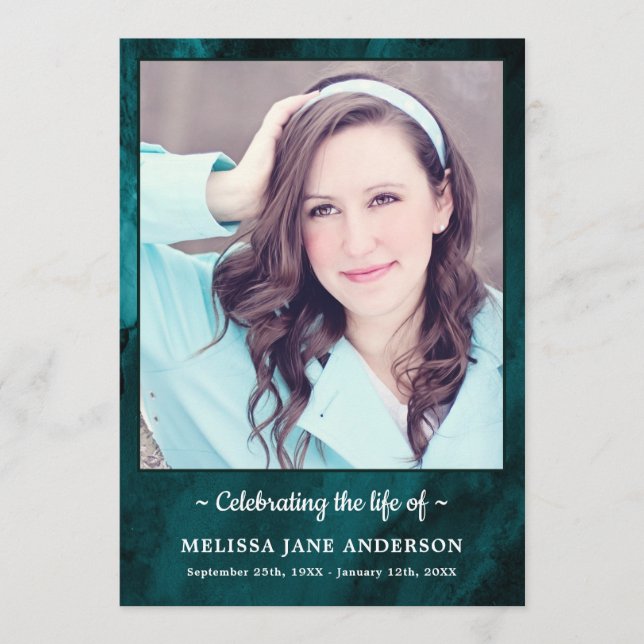 Modernes Foto Grüne Marmororden Dienstbeerdigung Programm (Vorderseite)