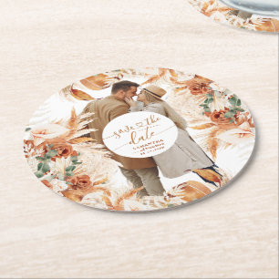 Modernes Foto Handgeschriebenes Skript Save the Da Runder Pappuntersetzer