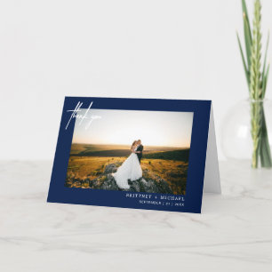 Modernes Foto handschriftlich Danke Navy Blue
