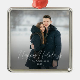 Modernes Foto - Happy Holidays Familienname Ornament Aus Metall