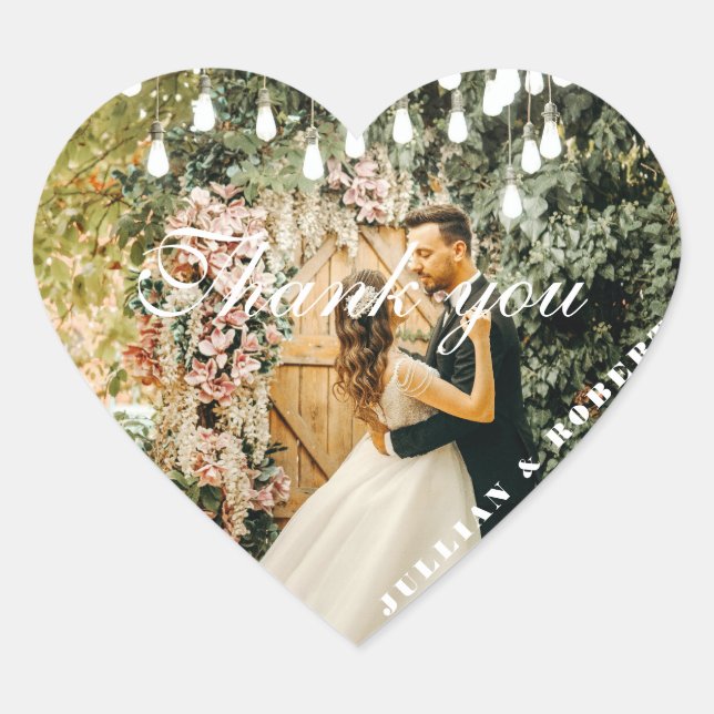 Modernes Foto Hochzeit Danke Ihnen für Sticker (Vorderseite)