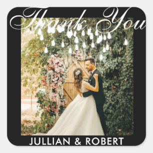 Modernes Foto Hochzeit Danke Ihnen für Sticker
