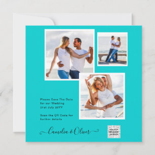 Modernes FOTO Hochzeit Einladung QR CODE UAWG AQUA