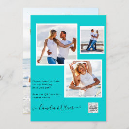 Modernes FOTO Hochzeit Einladung QR CODE UAWG AQUA