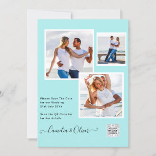 Modernes FOTO Hochzeit Einladung QR CODE UAWG AQUA