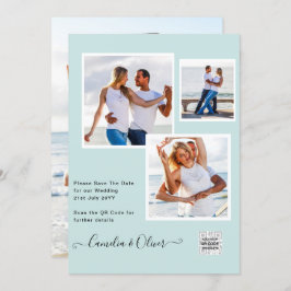 Modernes FOTO Hochzeit Einladung QR CODE UAWG AQUA