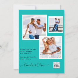 Modernes FOTO Hochzeit Einladung QR CODE UAWG AQUA