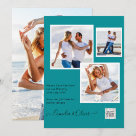 Modernes FOTO Hochzeit Einladung QR CODE UAWG AQUA