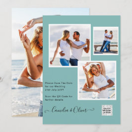 Modernes FOTO Hochzeit Einladung QR CODE UAWG AQUA