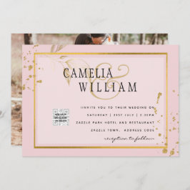 Modernes FOTO Hochzeit Einladung QR CODE UAWG Blus