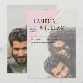 Modernes FOTO Hochzeit Einladung QR CODE UAWG Blus