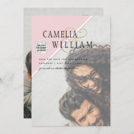 Modernes FOTO Hochzeit Einladung QR CODE UAWG Blus