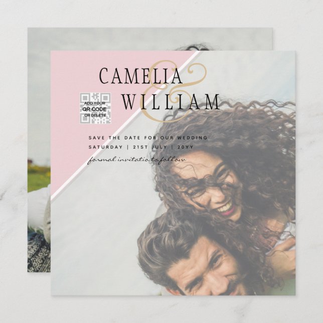 Modernes FOTO Hochzeit Einladung QR CODE UAWG Blus (Vorne/Hinten)