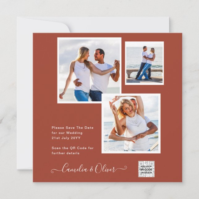 Modernes FOTO Hochzeit Einladung QR CODE UAWG Cinn (Vorderseite)