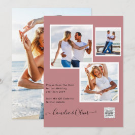 Modernes FOTO Hochzeit Einladung QR CODE UAWG Dust