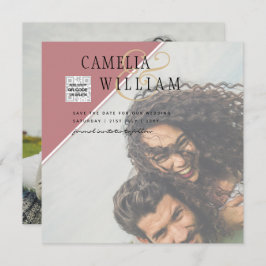 Modernes FOTO Hochzeit Einladung QR CODE UAWG Dust