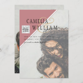 Modernes FOTO Hochzeit Einladung QR CODE UAWG Dust