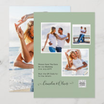Modernes FOTO Hochzeit Einladung QR CODE UAwg Gree