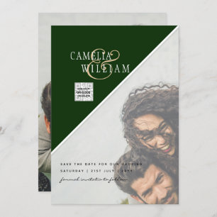 Modernes FOTO Hochzeit Einladung QR CODE UAwg Gree