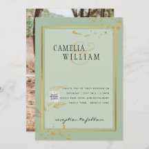 Modernes FOTO Hochzeit Einladung QR CODE UAwg Gree