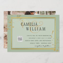 Modernes FOTO Hochzeit Einladung QR CODE UAwg Gree