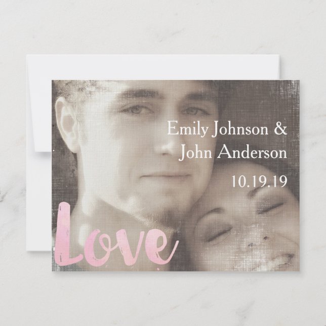 Modernes Foto Hochzeit rettet das Datum Save The Date (Rückseite)