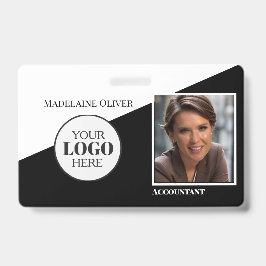 Modernes Foto-ID-Abzeichen für Schwarzweiß-Logos Ausweis