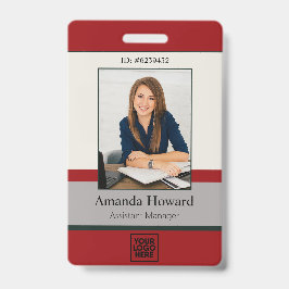 Modernes Foto ID Company in Rot und Grau Ausweis