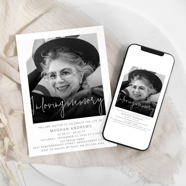 Modernes Foto in der Erinnerung Einladung (Von Creator hochgeladen)