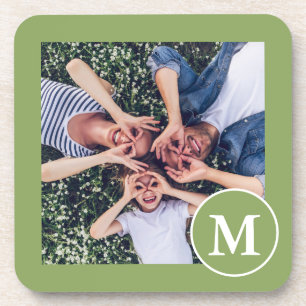 Modernes Foto in Grün und Weiß Getränkeuntersetzer