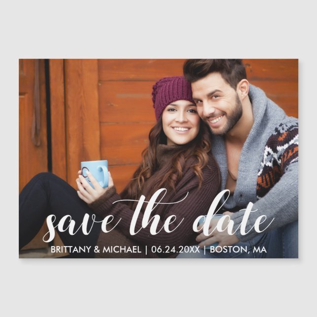 Modernes Foto Magnetic Save the Date Magnetkarte (Vorderseite)