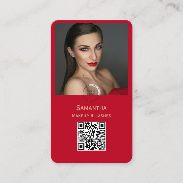 Modernes Foto-Make-up-Geschäftskarten-Logo Barcode Visitenkarte (Vorderseite)