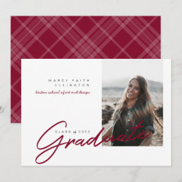 Modernes Foto Maroon Graduate Ankündigung