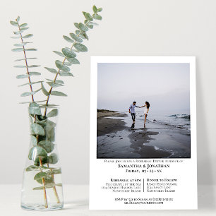 Modernes Foto Minimal Hochzeit Probe & Abendessen Einladung