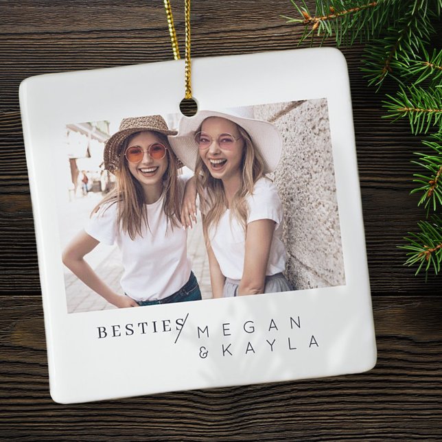 Modernes Foto Minimalistisch Best Friends BESTE FR Keramikornament (Von Creator hochgeladen)