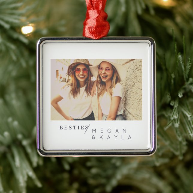 Modernes Foto Minimalistisch Best Friends BESTE FR Ornament Aus Metall (Baum)