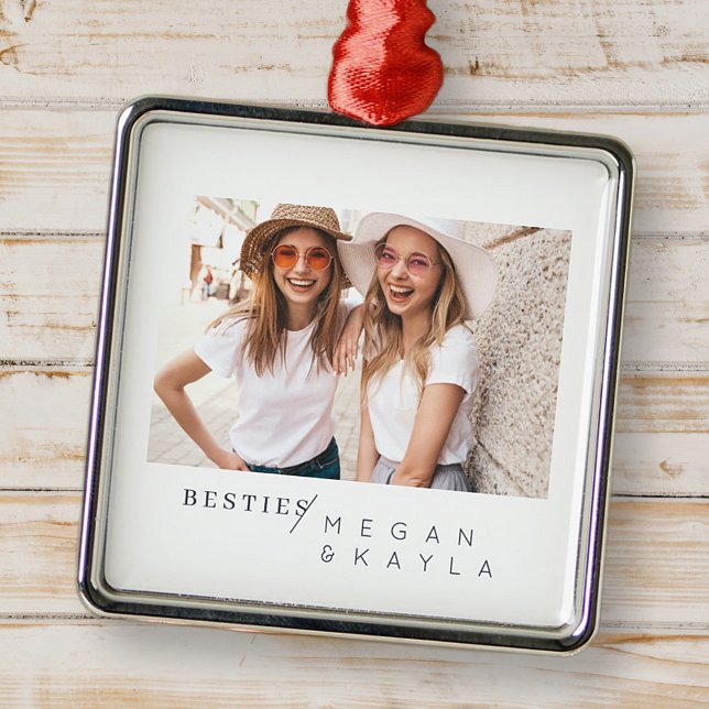 Modernes Foto Minimalistisch Best Friends BESTE FR Ornament Aus Metall (Von Creator hochgeladen)