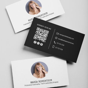 Modernes Foto Minimalistischer QR-Code Soziale Med Visitenkarte