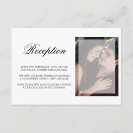 Modernes Foto mit Chic Script Hochzeitsempfang Begleitkarte