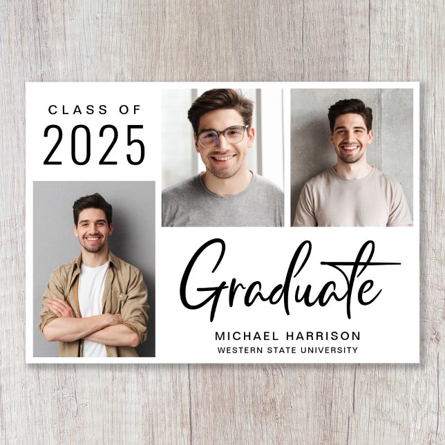 Modernes Foto mit fett geschriebener Klasse des Ab Ankündigung (Cherish the milestone: share your graduate's achievement with a custom photo graduation announcement)
