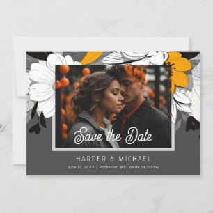 Modernes Foto mit gelbem Blumen Save the Date Einladung