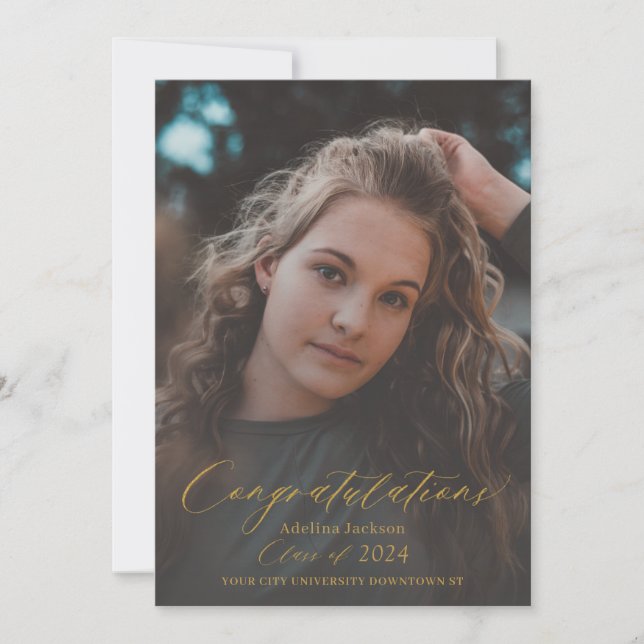 Modernes Foto mit Goldskripten Ankündigung (Vorderseite)