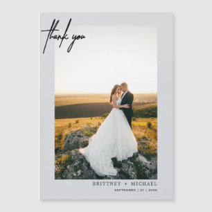 Modernes Foto mit Handschrift Grau Vielen Dank Magnetkarte