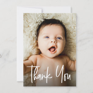 Modernes Foto mit individueller Babydusche Dankeskarte