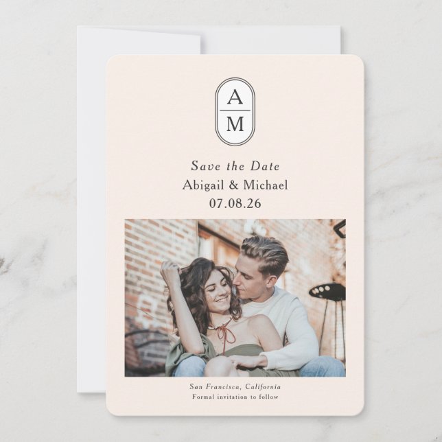 Modernes Foto mit Initialen Save The Date (Vorderseite)