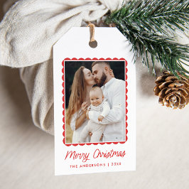 Modernes Foto mit roter Skulptur Geschenkanhänger