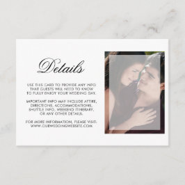 Modernes Foto mit schicken Skriptangaben zur Hochz Begleitkarte