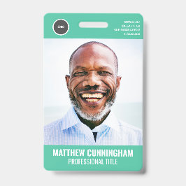 Modernes Foto Name Barcode Round-Logo für Mitarbei Ausweis