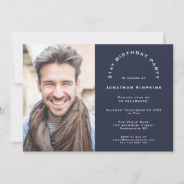 Modernes Foto Navy Male 21. Geburtstag Party Einladung