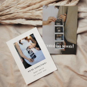 Modernes Foto Neue Baby kommt bald Schwangerschaft Ankündigung